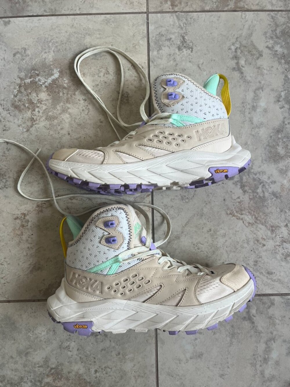 HOKA ANACAPA MID VANILLA MINT HIKING BOOTS NEW